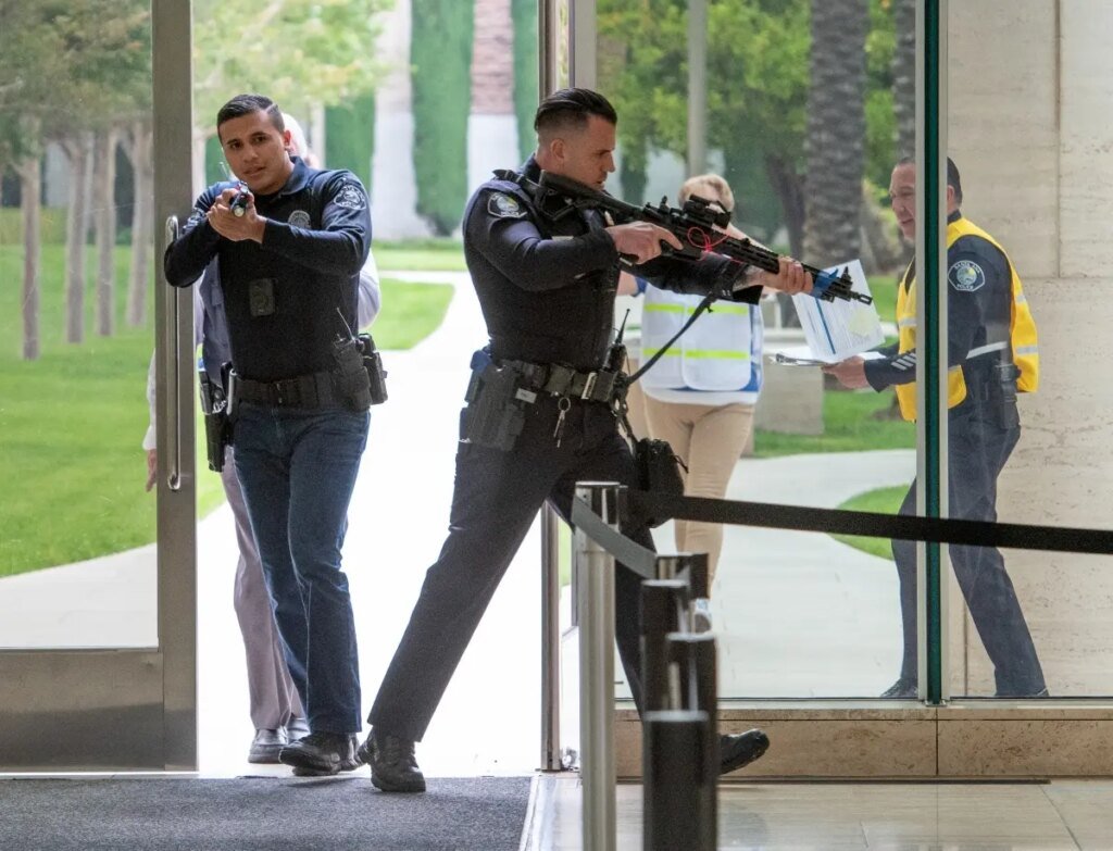 Police officers train for active shooter situation