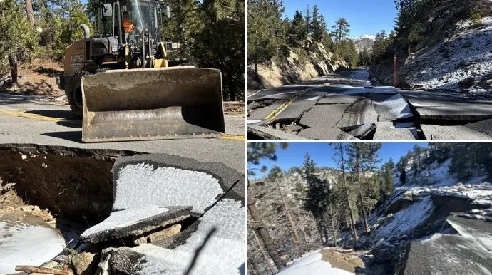 A stretch of Angeles Crest Highway is closed after severe damage in 4 spots – Orange County Register