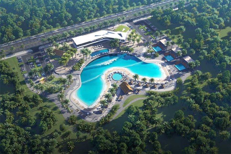 WaveBender: the new artificial wave by SurfLoch that curves toward the surfer like a tropical reef pass | Illustration: SurfLoch