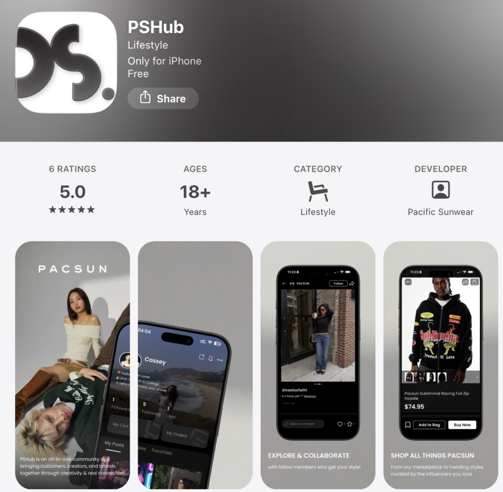 Pacsun Launches New Social, E-commerce App