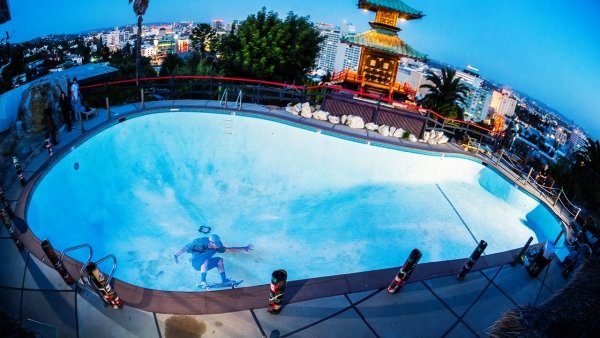 Thrasher Magazine - We Skated the Pool at one of Hollywood's Most Famous Restaurants — Check the Photos