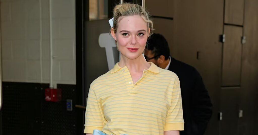 Elle Fanning Is a Preppy, Preppy Princess in a Polo and Ballroom Skirt