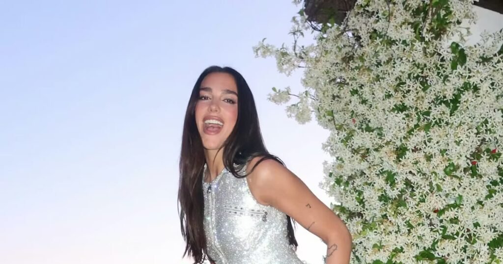 Dua Lipa Dons Iconic 1995 Kate Moss Wedding Dress Dua Lipa Wears Kate Moss’s Sparkling 1995 Runway Wedding Dress