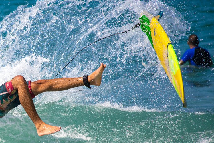 Surfboard fins: a wipeout on a small wave can sever a femoral artery